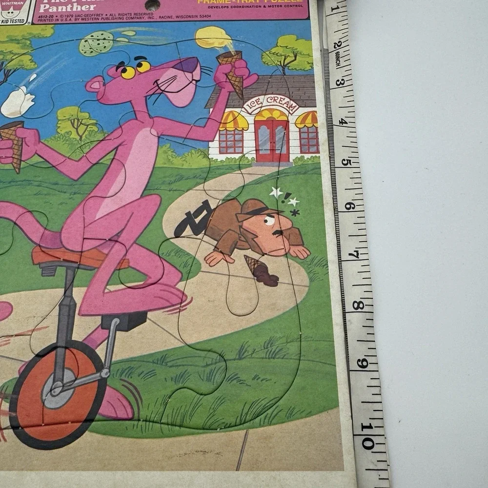 Vintage 1975 THE PINK PANTHER Kids Puzzles - 12 pieces Thick Cardboard‎